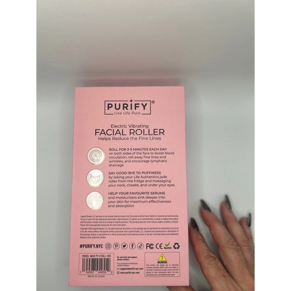 Purify Electric Vibrating Facial Roller Rose Quartz Massager PY-FCRLL-100 #941